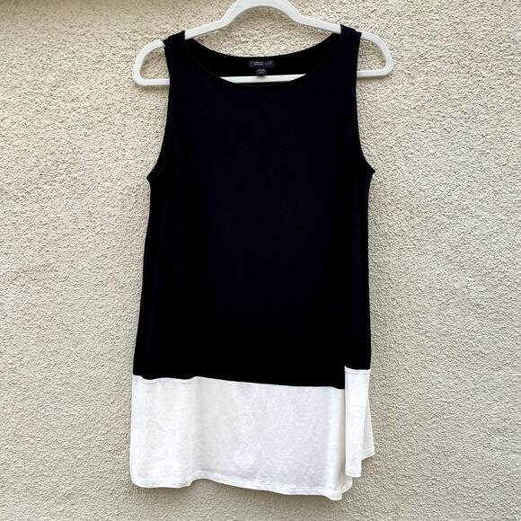 J Jill Wearever Colorblock Tank Top SP Tunic Black White - Picture 1 of 7